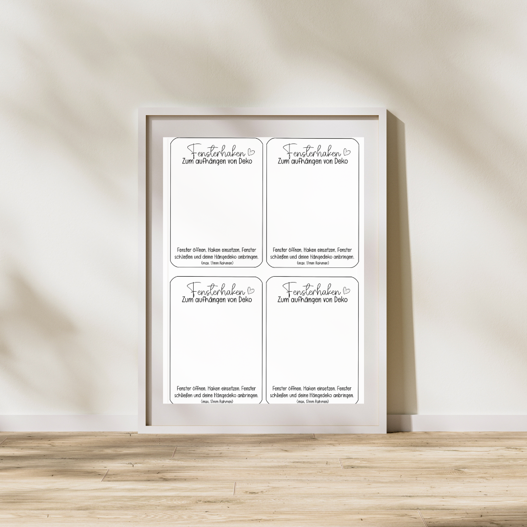 Produktkarte Fensterhaken Herz – Printable Download | Verpackungskarte Deko Aufhänger