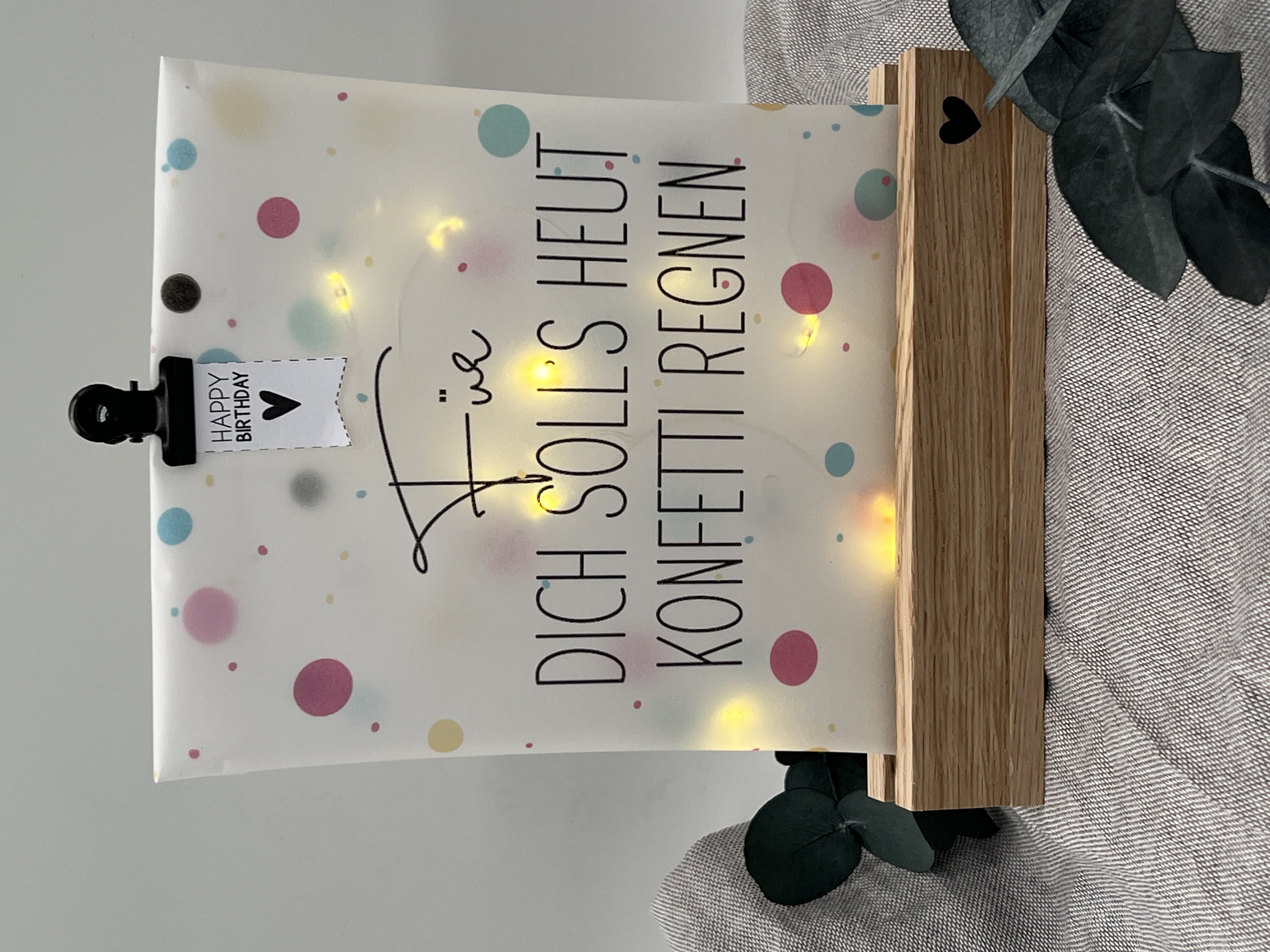 Lichttüte mit Motiv und Spruch