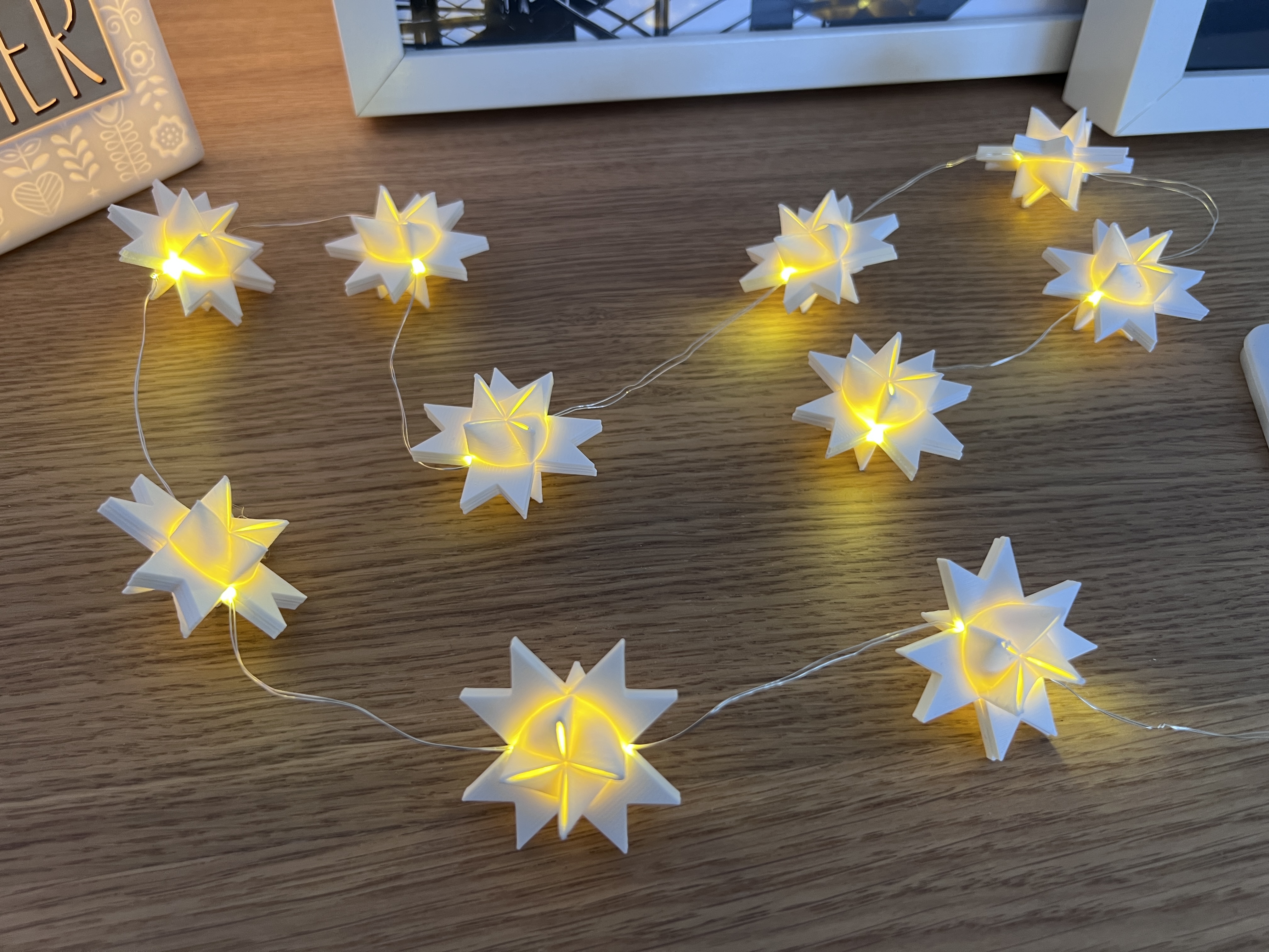 LED Lichterkette mit Fröbelsternen - 1m - 10LED´s - 3D Druck Weihnachtsdekoration