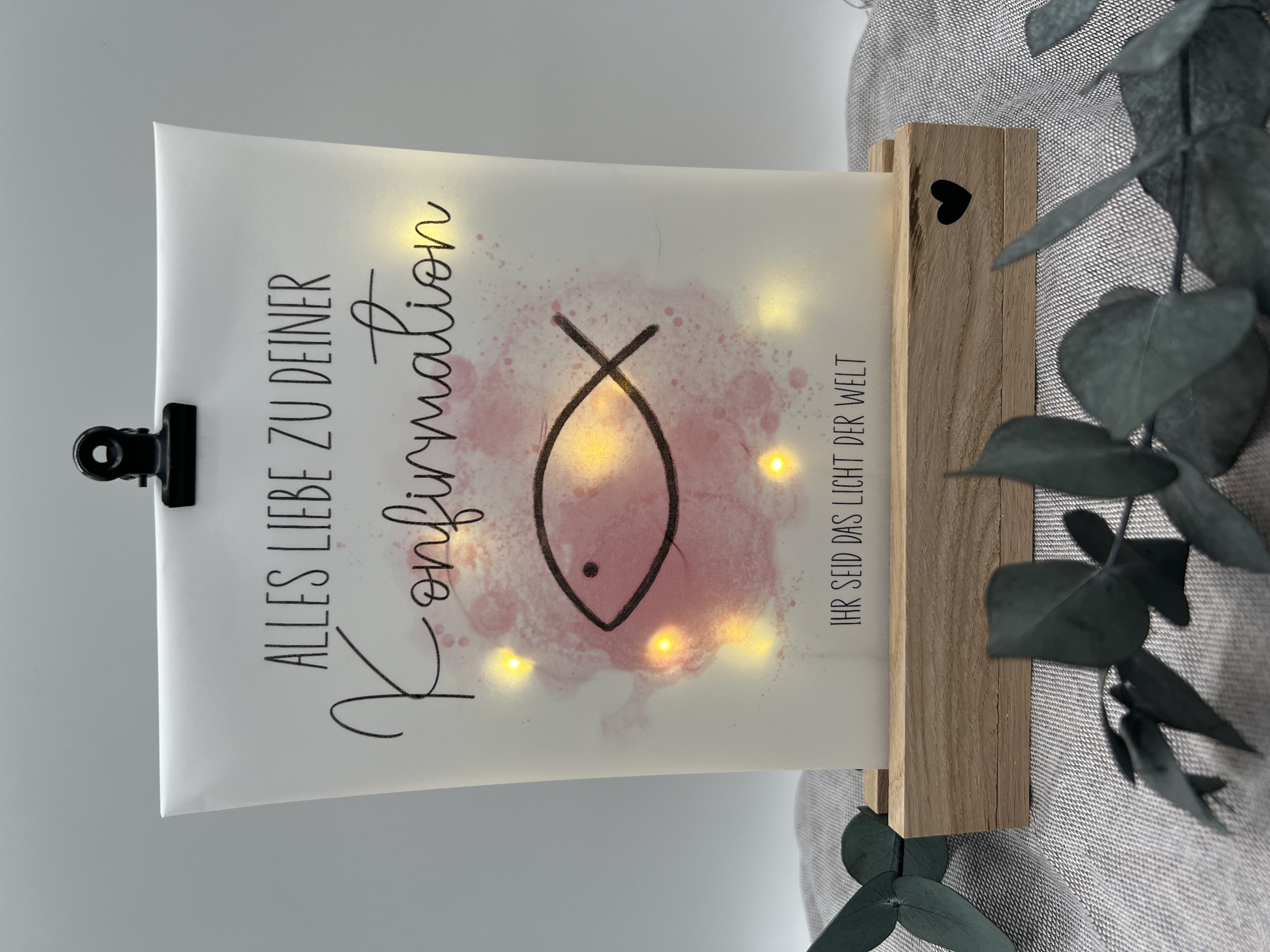 Lichttüte mit Motiv und Spruch Konfirmation pink