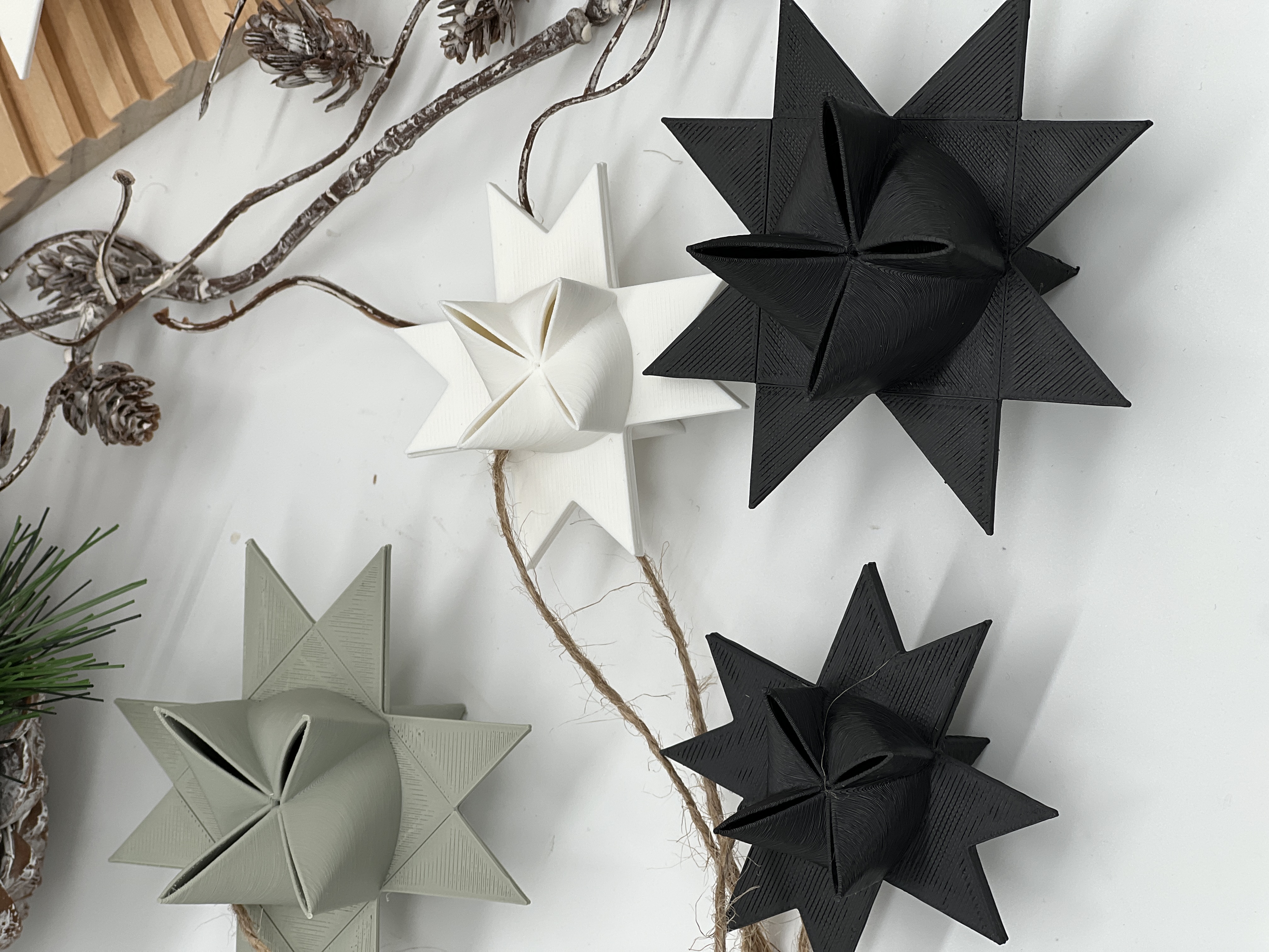 3D Druck Fröbelstern 3Größen Weihnachtsdekoration zum aufhängen