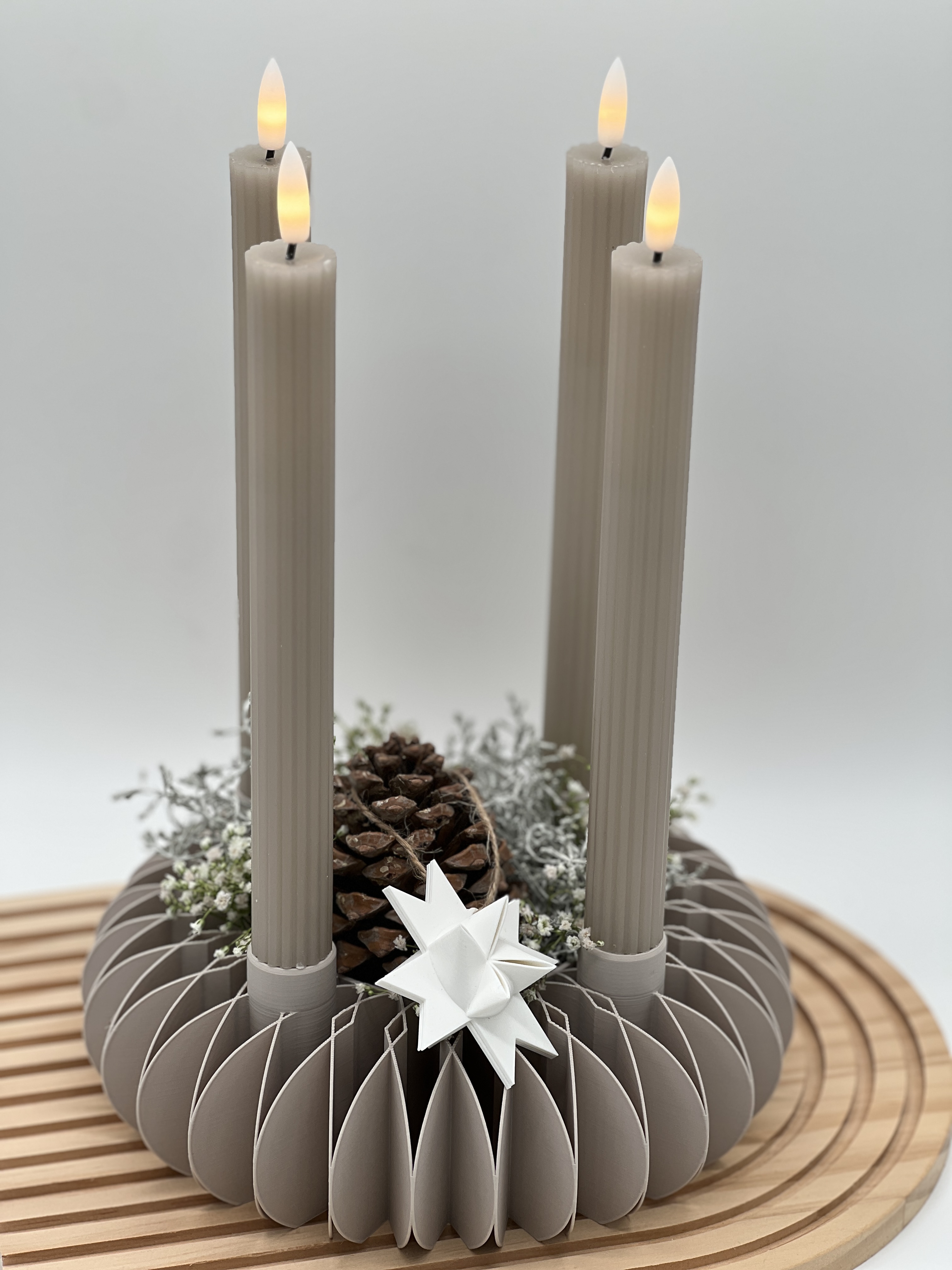 3D gedruckter Kranz für LED-Stabkerzen | Moderner Adventskranz