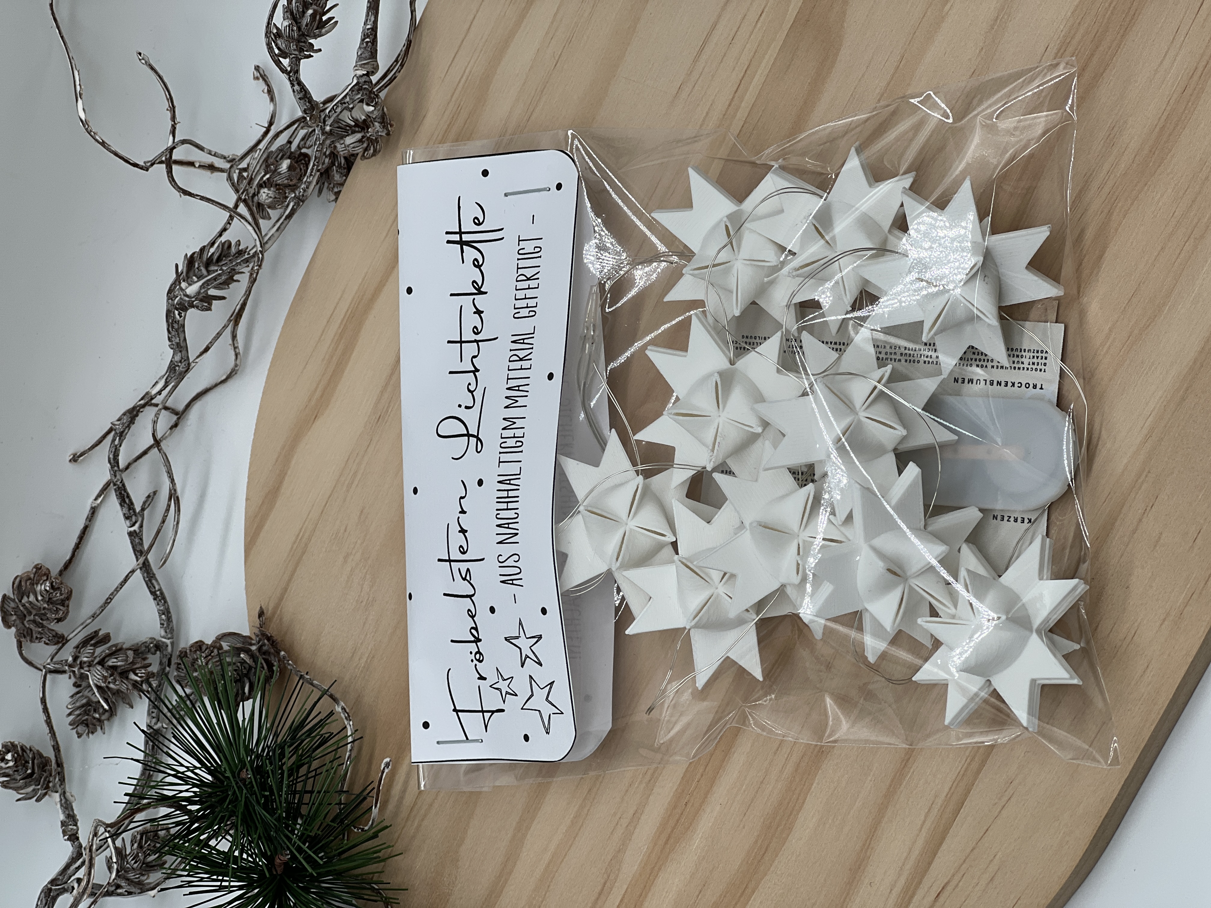 Druckvorlage Tütenklappe Fröbelstern Lichterkette