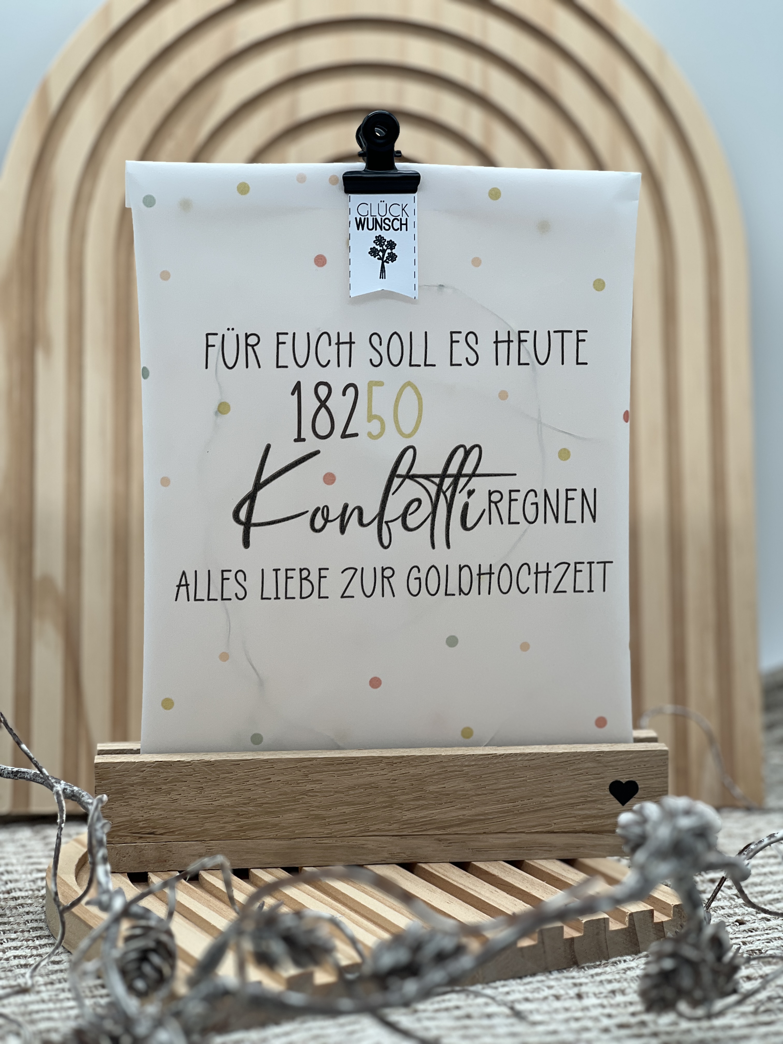 Lichttüte mit Motiv Goldhochzeit Geldgeschenk