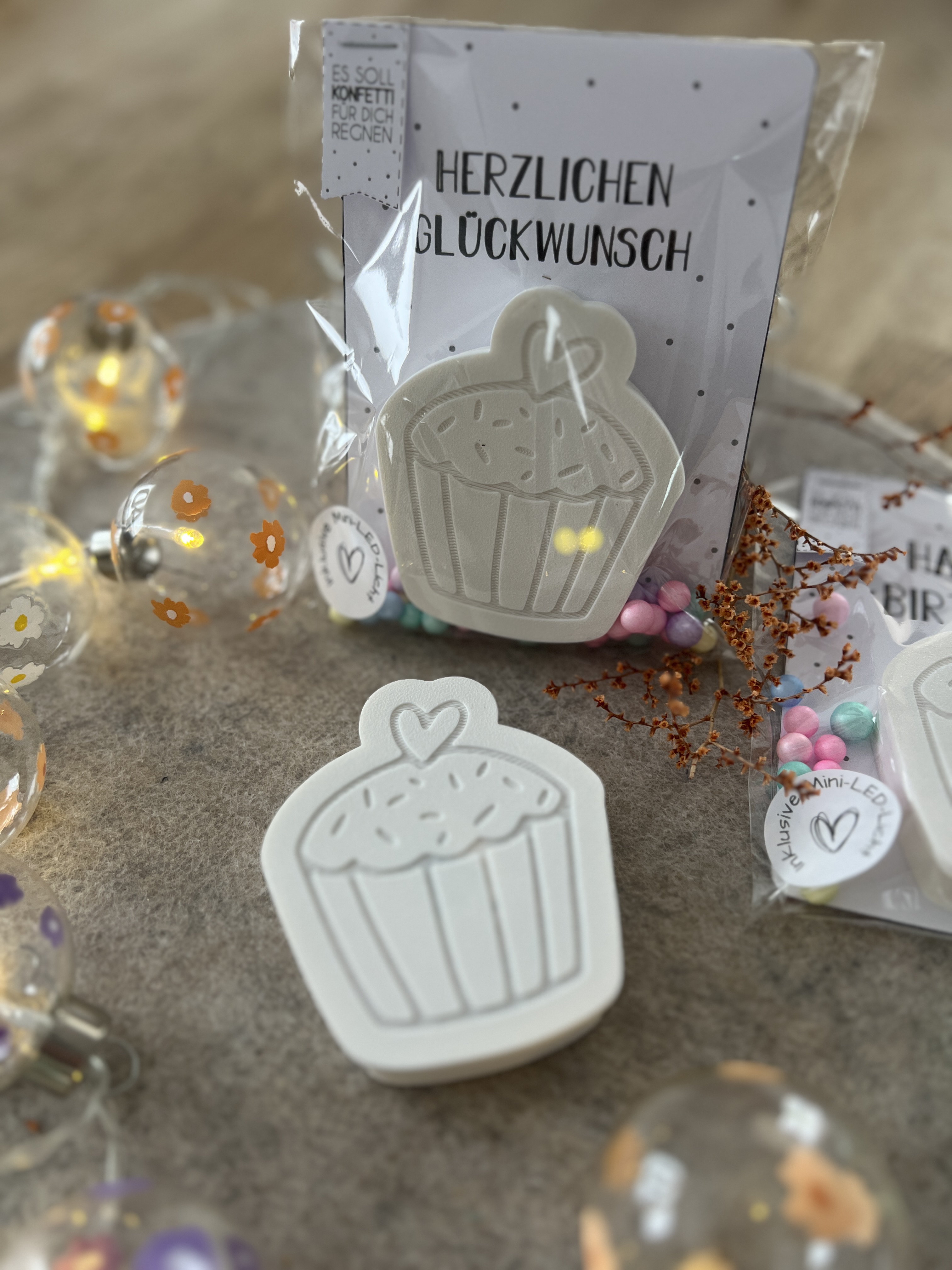Geldgeschenk Törtchen mit Mini LED Licht