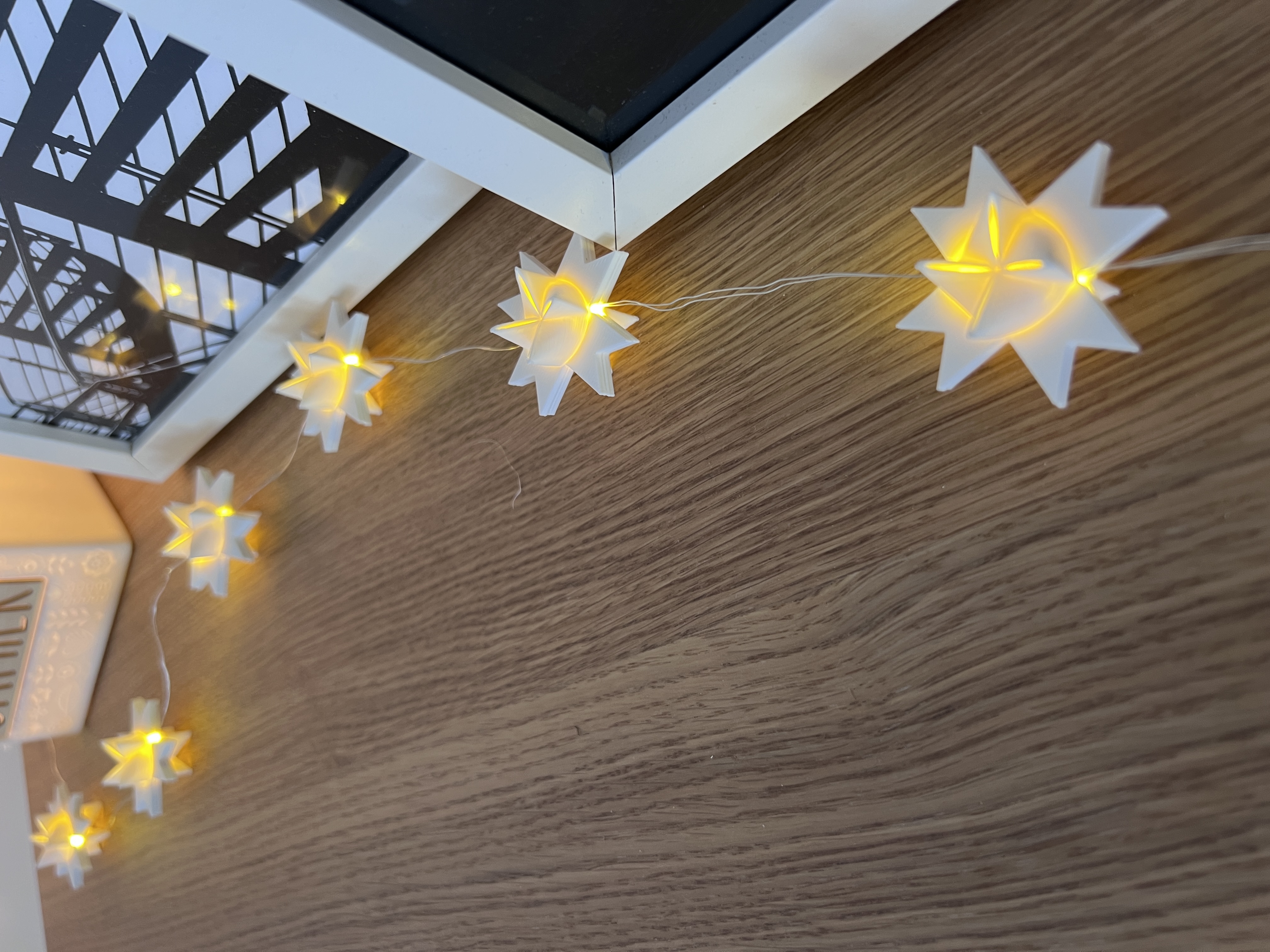 LED Lichterkette mit Fröbelsternen - 1m - 10LED´s - 3D Druck Weihnachtsdekoration
