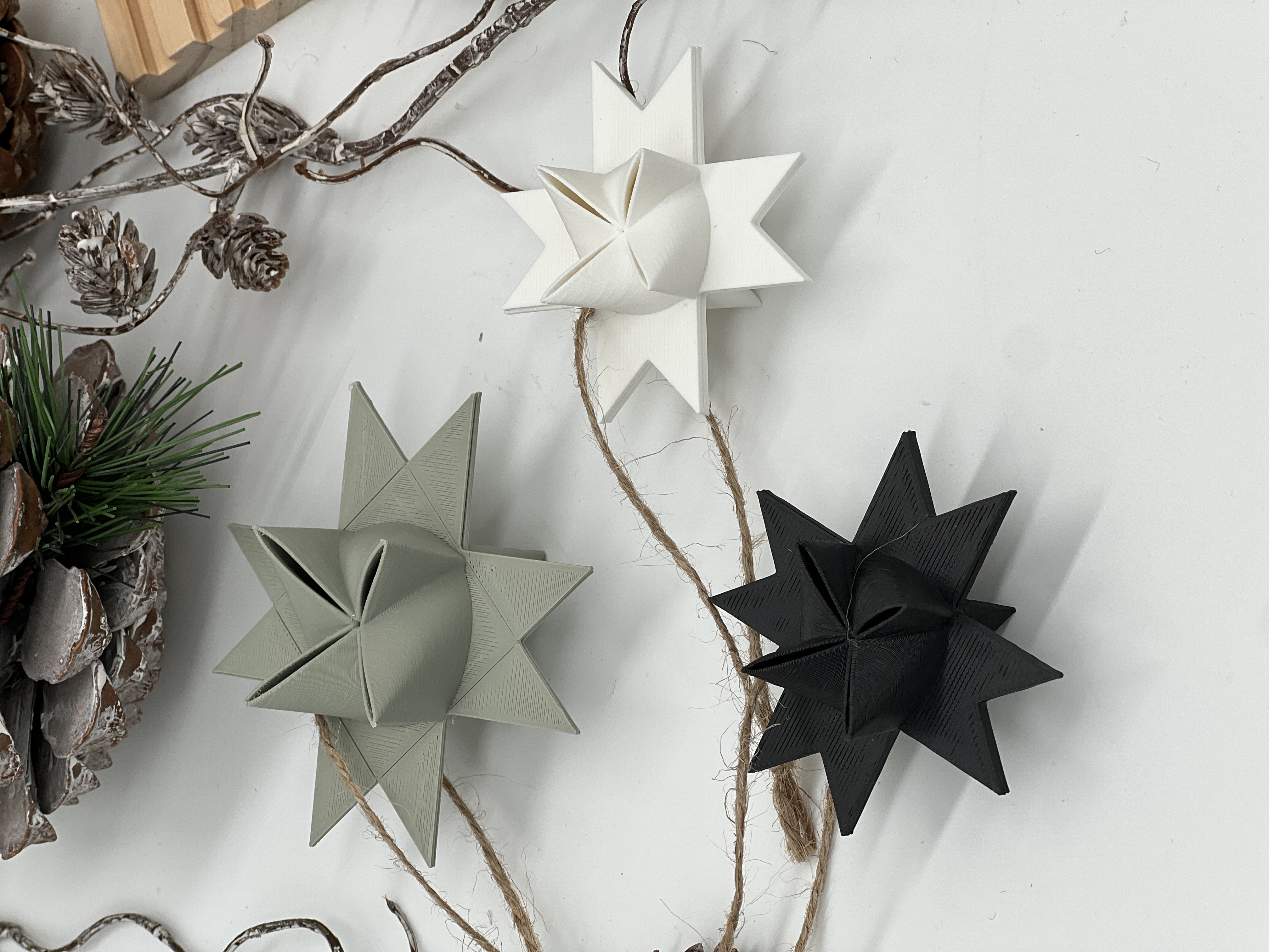 3D Druck Fröbelstern 3Größen Weihnachtsdekoration zum aufhängen