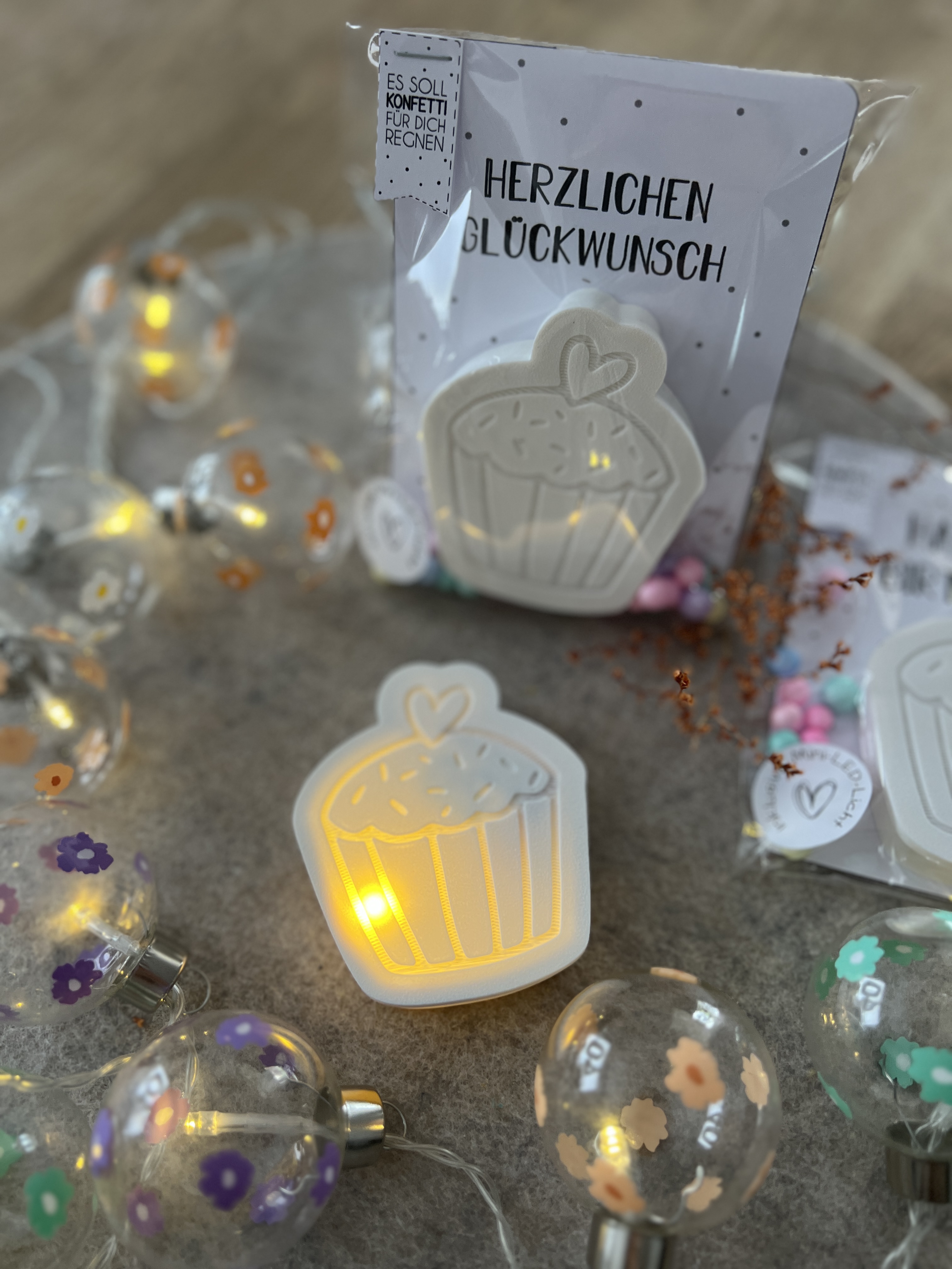 Geldgeschenk Törtchen mit Mini LED Licht