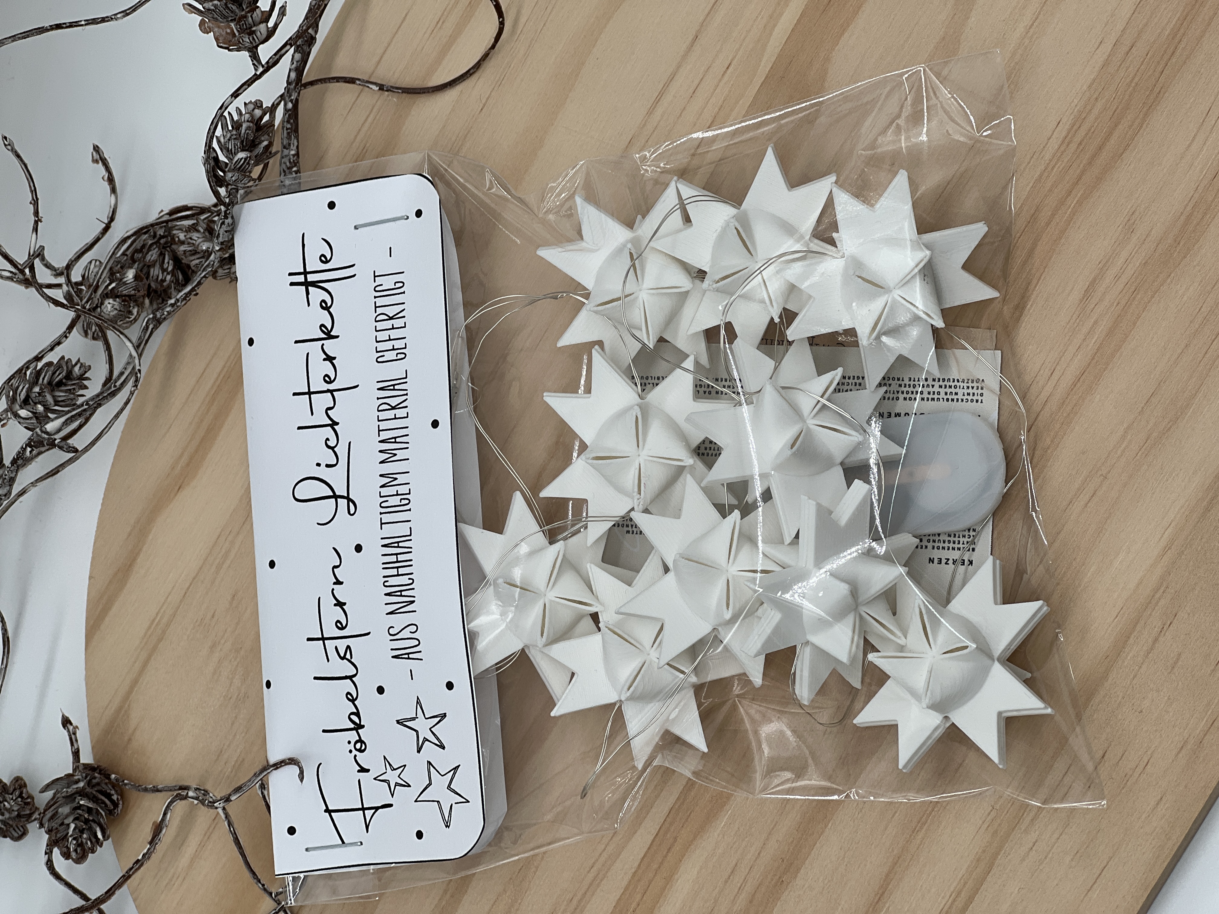 Druckvorlage Tütenklappe Fröbelstern Lichterkette