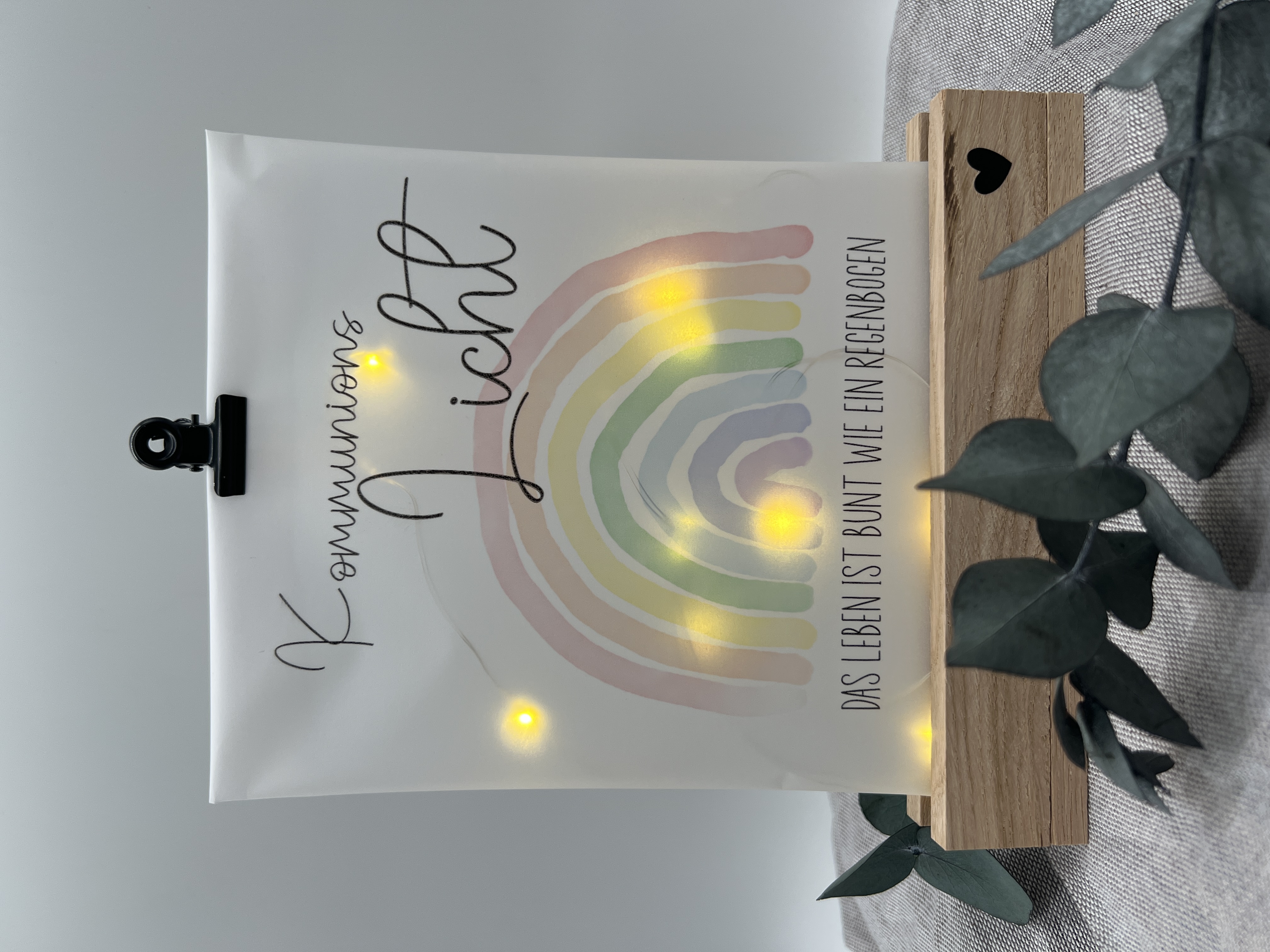 Lichttüte mit Motiv und Spruch Kommunionslicht