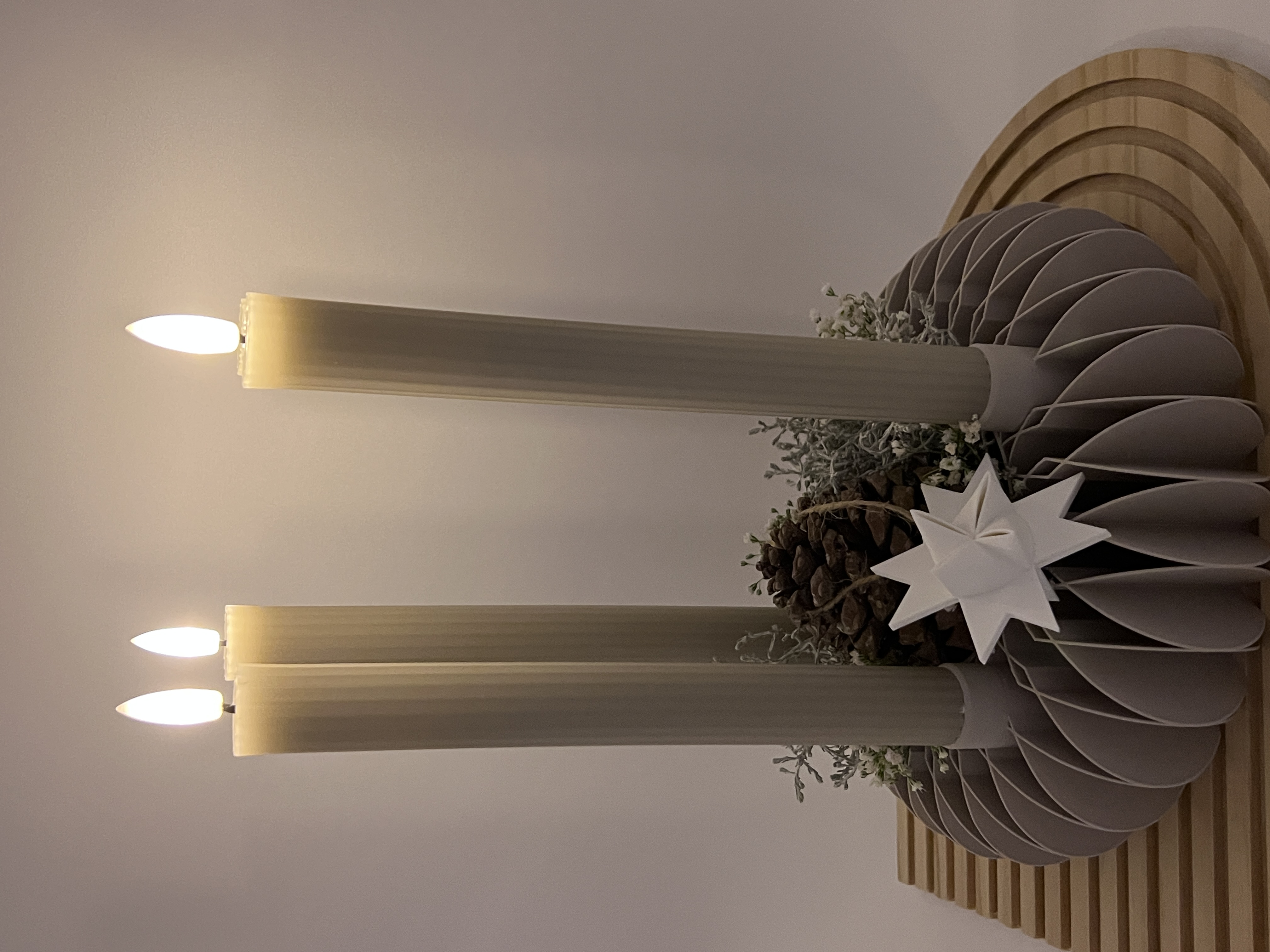 3D gedruckter Kranz für LED-Stabkerzen | Moderner Adventskranz